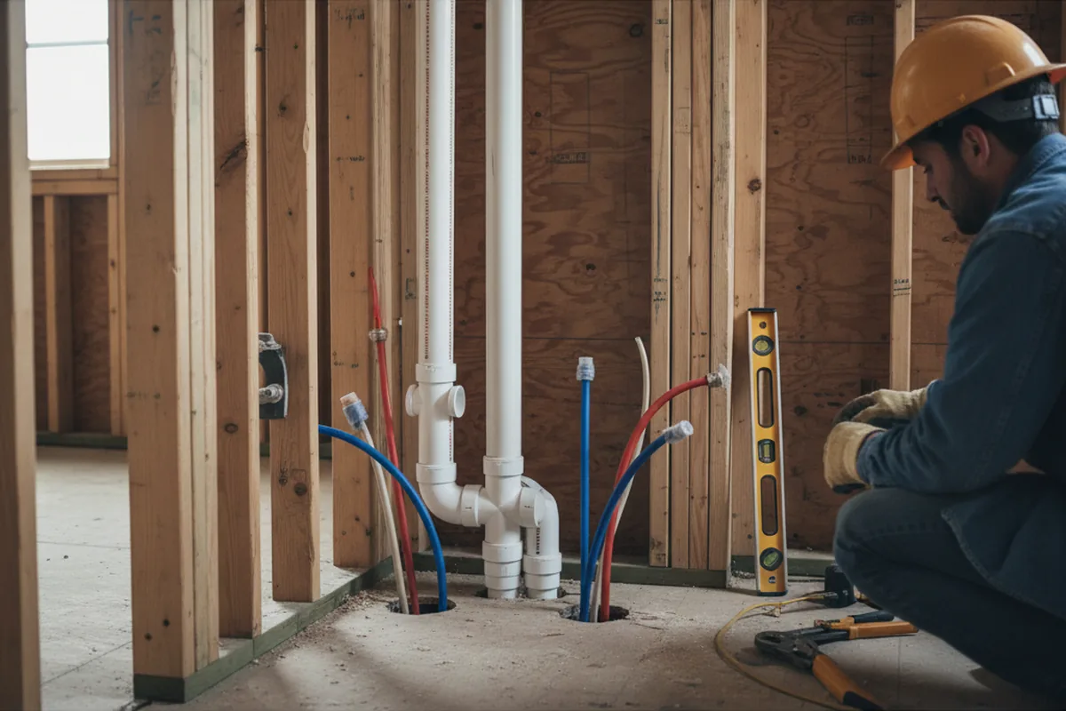 Drain and supply rough-in during Drain Cleaning in Abbottstown