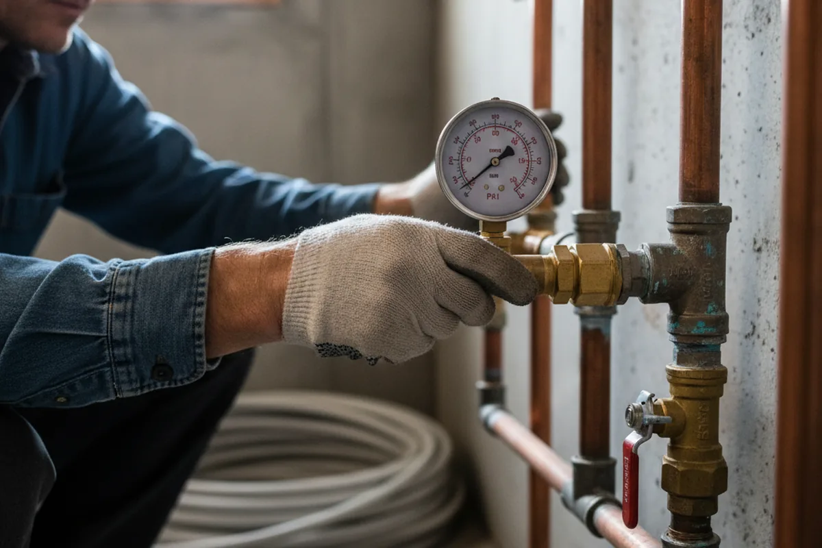 Pressure testing a repaired line during Water Line Repair in Abbottstown